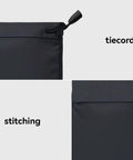 Close-up of carrying bag for Ultralight 7-Inch Aluminum Tent Stakes Set 12 Pack with reflective tie cord and stitching detail.
