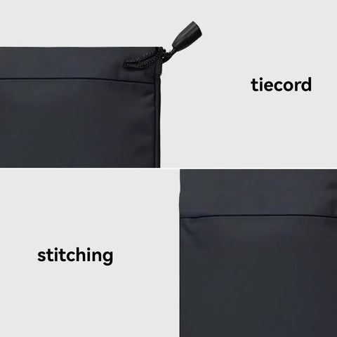 Close-up of carrying bag for Ultralight 7-Inch Aluminum Tent Stakes Set 12 Pack with reflective tie cord and stitching detail.