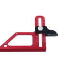 Rock Solid Aluminum Height Gauge And Table Saw Push Block With Dead On 0 To 60 Millimeter Adjustment, Integrated Metric And Imperial Scale, Heavy Duty Cutting Guide For Routers And Drill Presses, red with adjustable measuring scale.