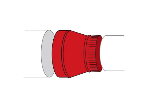 Red illustration of Black 24ga Reducer For Wood Stoves And Solid Fuel Appliances 8x6 Inch Crimped Small End Single Wall Pipe