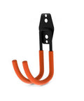 Keep Your EV Charging Cord Squared Away With This Rugged Wall Mount J Hook That Hangs Electric Vehicle Cables Up High To Dodge Rain And Dust For Stress Free Plugging Whenever You Need It. Durable black and orange wall mounted hook.