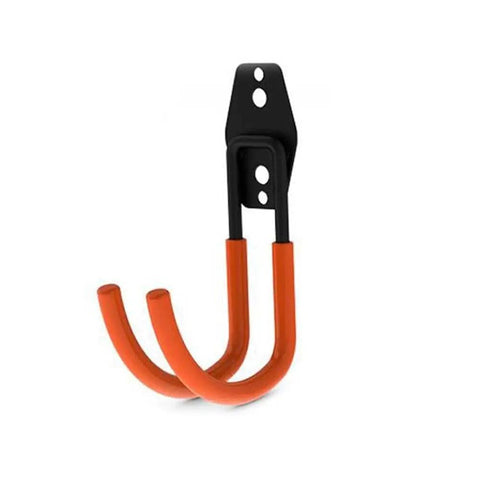 Keep Your EV Charging Cord Squared Away With This Rugged Wall Mount J Hook That Hangs Electric Vehicle Cables Up High To Dodge Rain And Dust For Stress Free Plugging Whenever You Need It. Durable black and orange wall mounted hook.
