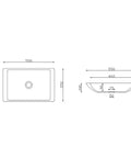 Slick Polished Artificial Stone Countertop Bathroom Sink With Integrated Drain Heavy Duty Oval Art Basin For Modern Vanity Cabinet dimensions drawing.