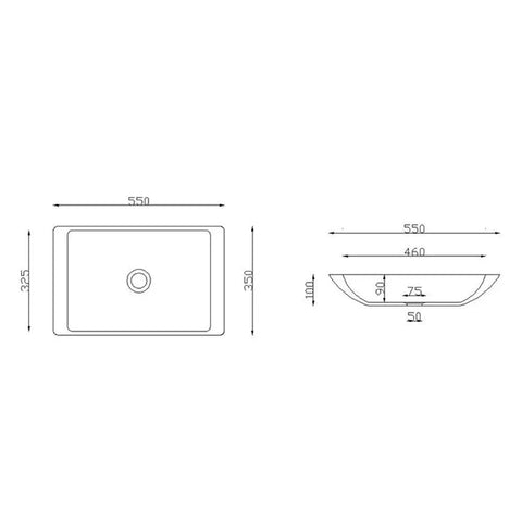 Slick Polished Artificial Stone Countertop Bathroom Sink With Integrated Drain Heavy Duty Oval Art Basin For Modern Vanity Cabinet dimensions drawing.