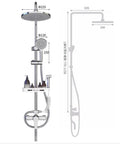 Top Shelf Bathroom Handheld Shower Set With Surface Mounted Faucet And Rust Proof 304 Stainless Steel Body Featuring Solid Copper Core, overhead and detachable spray head design.