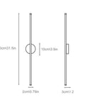 DFEDHF Minimalist Black Linear Wall Sconce - Slim LED Stick Light Fixture for Indoor Use, dimensions and details illustration