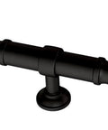 3 Inch Classic Button Cabinet And Drawer Knob in flat black metal hardware with matte finish, side profile view.