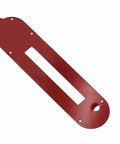 Red metal Beefed-Up Dado Throat Plate 36-502 Replacement For 5000 Series Table Saws fits Delta models for precise cuts.