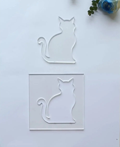 Clear Acrylic Cat Paw Router Template For Woodworking Solid 1/4 Inch Thick Jig For Resin Epoxy Inlay Crafts, two templates displayed.