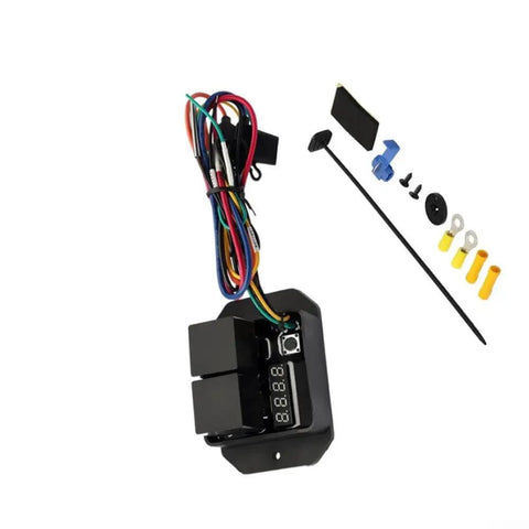 Digital Thermostatic Fan Switch Kit for 12V Motors and EVs Adjustable Temperature Activation 40C to 120C, includes relay and harness.