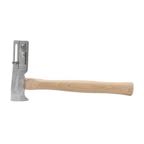No Sweat One Hand Nail Setup Game Changing Magnetic Face Roofing Hatchet With Solid Forged Steel Head And Handy Utility Blade, side view