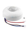 Smart Infrared Motion Sensor Switch For Ceiling Lights, 360 Degree Detection, PIR Sensor Module, AC85-265V, Easy Install No-Brainer, High Precision And Rock-Solid Reliability For Reliable Electronic Components white ceiling-mounted PIR sensor with wiring leads