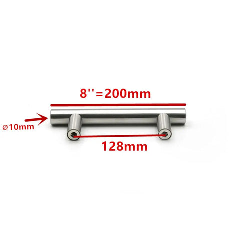 Stainless Steel T Type Drawer Cabinet Pull Handle In Silver Finish, 8 inch, durable hollow design, kitchen cupboard use