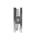 Solid Chrome Shower Glass Clamp, Heavy Duty Brass Clip For Frameless Panels, close-up view showing mount hole and finish.
