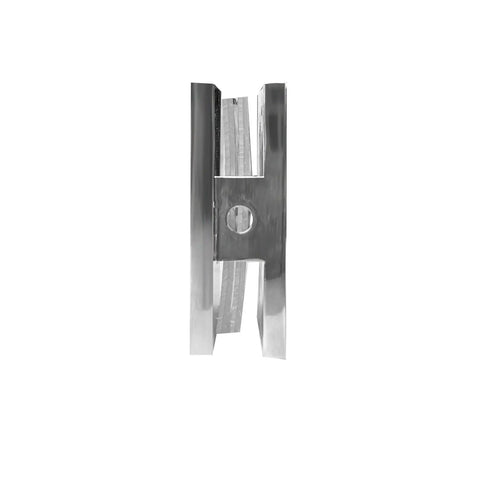 Solid Chrome Shower Glass Clamp, Heavy Duty Brass Clip For Frameless Panels, close-up view showing mount hole and finish.