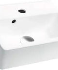 One Hole Mini Rectangle Ceramic Sink In White With Wall Mounted Or Vessel Mount Options For Small Spaces, top view