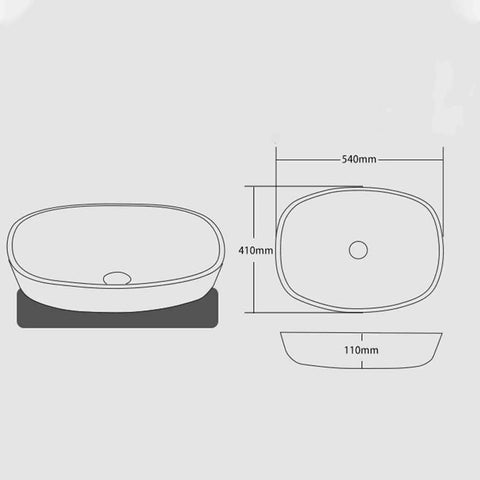 USZWBY Bathroom Vessel Sink,16 Inch Tempered Glass Gray Wash Basin Bowl dimensions diagram, smooth surface details.