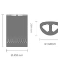 Diagram showing dimensions of Big Ol Two-Section Laundry Hamper With Removable Inner Bags, 450mm width, 630mm height