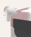 Gray silicone corner protector 45mm in height, 5mm in thickness shown on table edge. 4 Pack Silicone Corner Protectors For Furniture And Walls Soft Yet Durable Edge Guards Flexible And Easy To Clean Bumpers For Baby Safety Kid Friendly Play Areas No Slip Corner Shields For Tables And Cabinets.