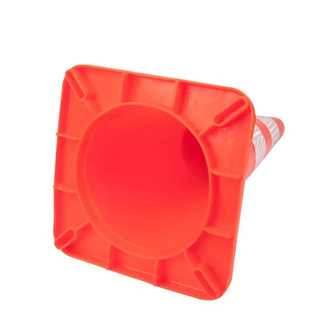 Bottom view of 10 Pack 28 Inch Traffic Cones Plastic PVC Safety Road Cones With Reflective Strips Orange Construction Parking Barrier Field Marker Hazard Cones For Road Work Jobsite Traffic Control