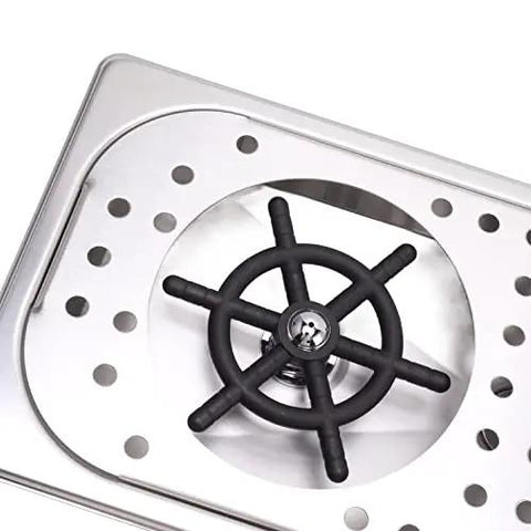 Heavy Duty 304 Stainless Steel Glass Rinser And Pitcher Washer with black rubber nozzle and drainage holes for bar kitchen use.