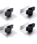 4 Piece Bi Directional Stop Kit With Knobs For T Track System Universal Fit Precision Stops Aluminum Alloy Silver Anodized Built Tough Short Stop Blocks 4 Pack, four silver stops
