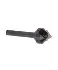 Super Heavy Duty V Shape Router Bit With Tough Carbide Insert For Smooth Ninety Degree Chamfering And Tight Wood Slotting Quarter Inch Shank, side view.