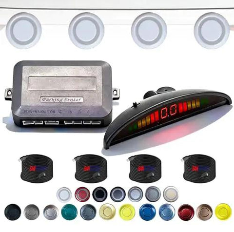 Parking Sensor Kit For Pickup And Extended Vehicles Four 5.95m Rear Sensors White 24V Compatible With Voltage Reducer Sold Separately Three Adjustable Reverse Alert Modes Sound Soft Beep Or Off Customizable Probes In 18 Colors Plug And Play