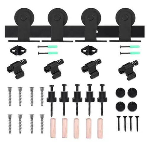 Sliding Barn Door Hardware Kit For 4 To 10 Foot Track System Double Doors Built To Last And No Fuss Easy Install components