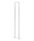Built Tough U Shaped Stair Handrail Featuring Smooth Powder Coated Metal Body And Spaced Anchor Plates For Heavy Duty Wall Mount Step Guardrails That Never Skimp On Stability, white metal posts.