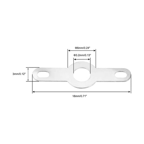 Double End Lug Plate Ring Terminal 3.2mm Soldering Lug For Power Cable And Solid Wire, 6mm Outer, 18mm Length