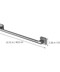 Self Adhesive Bathroom Wall Towel Rack in Gray No Drill Metal Organizer, dimensions 15.72x2.36 inches, side view