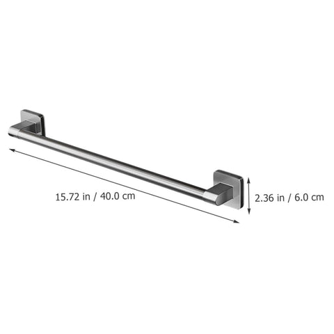 Self Adhesive Bathroom Wall Towel Rack in Gray No Drill Metal Organizer, dimensions 15.72x2.36 inches, side view