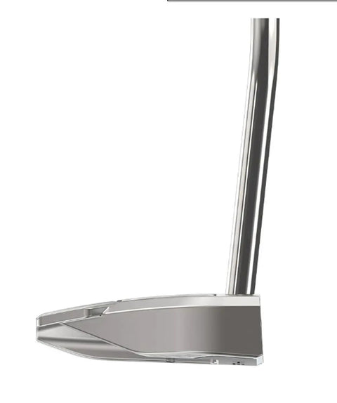 Side view of HB Soft 2 Putter Model 15 34 Inch Right Hand with Oversize Grip Single Bend Silver Finish showing sleek design