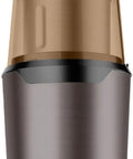 No Brainer Portable Bean To Cup Coffee Grinder And Spice Mill With Tap Control stainless steel bin viewed front, compact size.