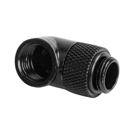 G1/4 inch 90° male-to-female rotary PC water-cooling fitting, black