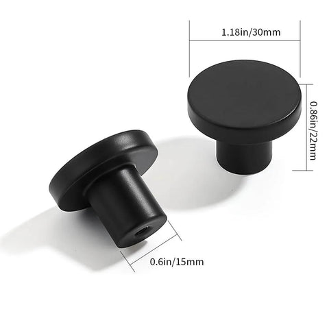 18 Pack 1-1/5 Inch Matte Black Round Cabinet Knobs Zinc Alloy Heavy Duty Pulls For Cabinets Doors Suitable For Bathrooms Kitchens Closets