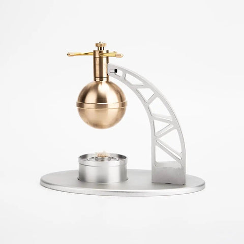 Heros Engine Steam Ball Model Kit for Adults, Dope DIY Assembly Retro Steam Engine Toy, Hands On STEM Learning, Rotational Motion Demonstrator, Educational Science Gift, Unique Silver Edition, brass ball on silver stand