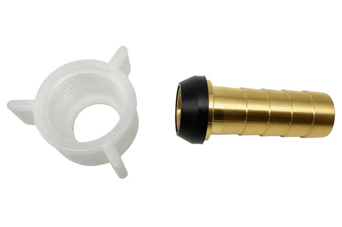 Brass Go To Half Inch Barbed To Half Inch NPT Female Swivel Nut Adapter Fitting, 2 Pack, white swivel nut and brass barb