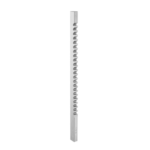 Metal broach from Keyway Broach Kit 18 Piece All In One Set For Pro Grade Metalworking HSS CNC Broaching Tools showing teeth detail.