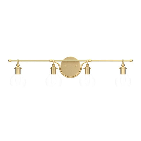 Gold Vanity Lights 4 Light Modern Bathroom Fixtures With Gourd Glass Shades, Dope Gold Finish And Clear Glass