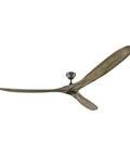 Modern 3 Blade Ceiling Fan With Wireless Remote And Straight Up Smooth Airflow Powered By An Energy Smart Dc Motor Spanning 88 Inches Wide with aged pewter and weathered oak finish.