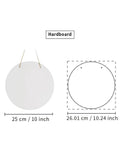 Six Pack 10 Inch Round Sublimation Door Hanger Blanks White Hardboard MDF Wood For Heat Press Printing Wall Decor Ornaments For DIY Custom Designs Gift Box Included, showing dimensions and material details.