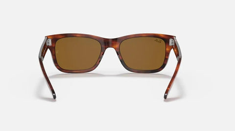 Front view of Men's Mr Burbank Low Bridge Fit Rectangular Sunglasses Striped Havana Brown 55mm Classic Style with UV Protection.