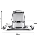 No Sweat Setup Heavy Duty Canvas Twist Lock Fasteners Turn Button Eyelet Studs 40 Sets With Washers, silver metal angle view with size dimensions
