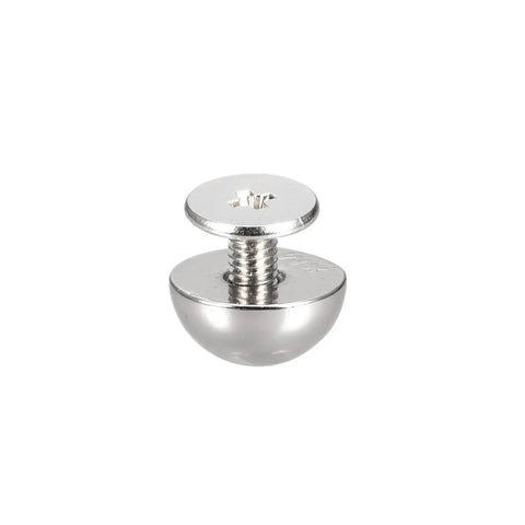 Pro Grade 10X6mm Screw Back Rivets Solid Round Head Leather Studs Spike Hardware Zinc Alloy Silver Finish 20 Piece Set, close-up view.