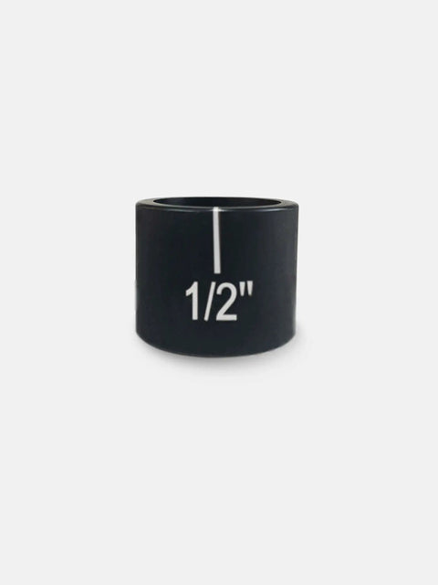 Front view of a 1/2 inch die from the Half Inch Conduit Punch And Die Kit For Hydraulic Knockout Driver With 0.89 Inch Hole Size, Laser Indexed Dies.