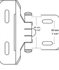 Diagram of One Quarter Inch Brass Semi Wrap Overlay Cabinet Door Hinge With Self Close Built Tough Brown Finish For Kitchen Cabinets