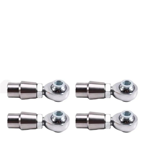 Rock Solid 4Pcs 5/8-18 Rod End Kit With Left And Right Thread Heim Joints Includes Spacers Tube Adapters Jam Nuts For Custom Suspension And Steering Builds Top Shelf Durability - four steel rod ends viewed from above.