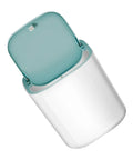 Knock Out Your Laundry Hustle With Slick Portable Mini Washing Machine featuring a blue lid and white body, compact for laundry on the go.